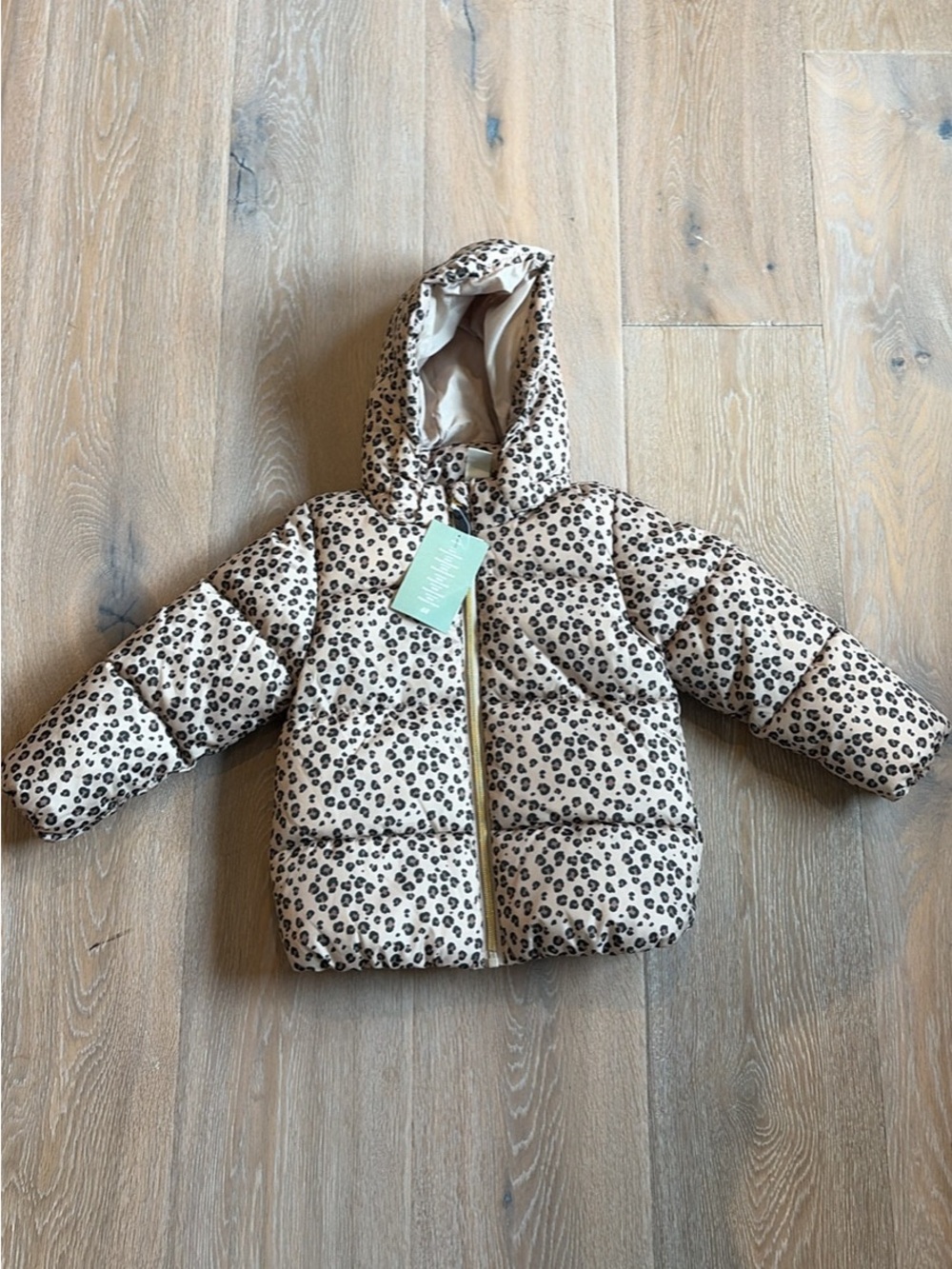 H&M Kids Leopard Print Puffer Jacket - Cream and Black